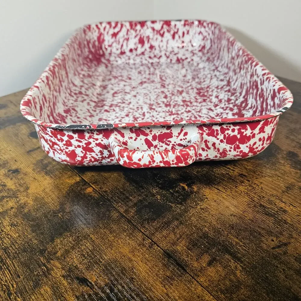 Crow Canyon Home Enamelware Red Splatter 15